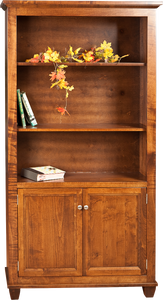 Algonquin Bookcase with Doors Finished in Brown Maple