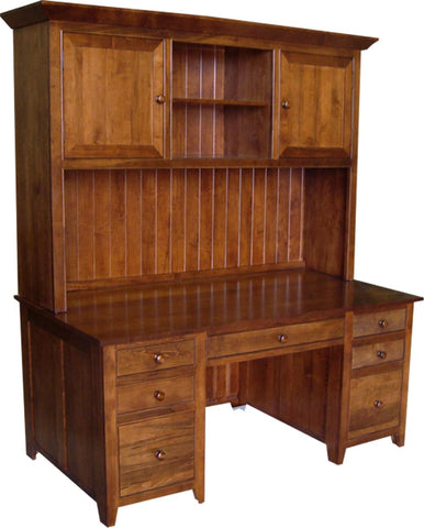 A Series 72" Office Desk with hutch in Brown Maple