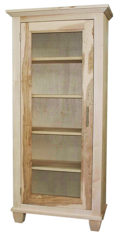 Algonquin bookcase with door in unfinished brown maple