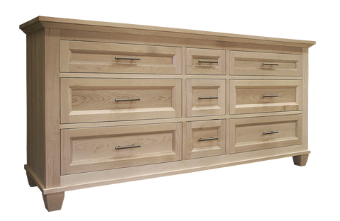 Algonquin 9 drawer dresser in unfinished brown maple