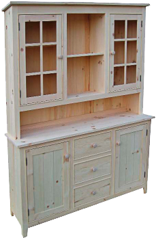 Rustic Buffet with Hutch 3 Drawer 4 Door with Beading