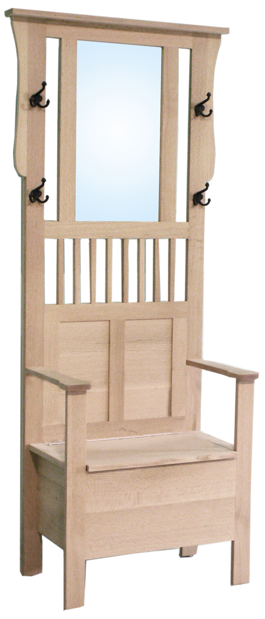 Mission Hall Bench with Mirror