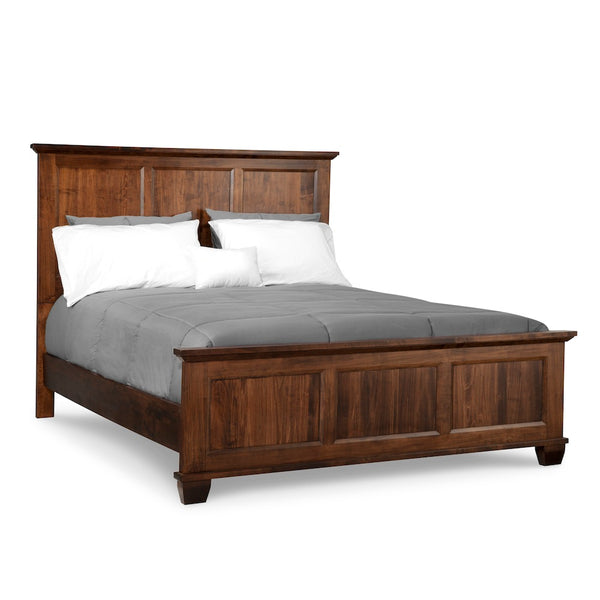 Algonquin queen bed finished in brown maple