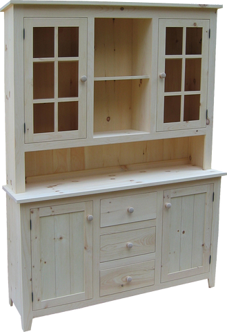 Rustic Buffet with Hutch 3 Drawer 4 Door