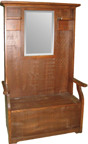 Rustic Hall Seat with Mirror
