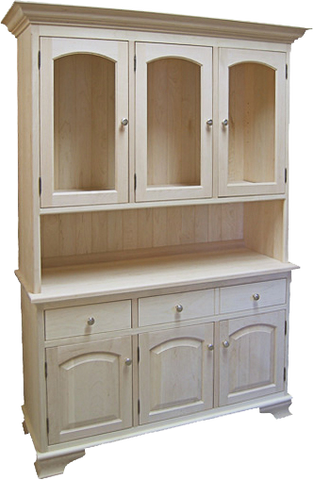 Eyebrow Buffet and Hutch in Unfinished Maple