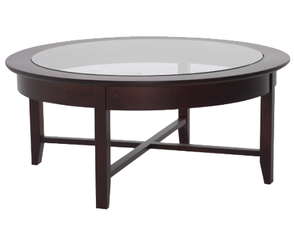 Demi-Lune Round Coffee Table with Glass Top/NoShelf