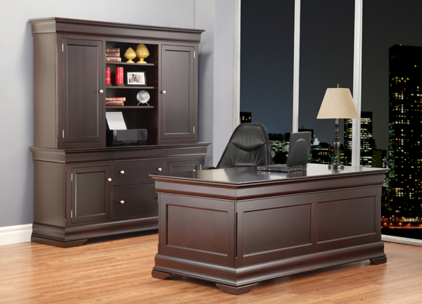 Executive Desk and Credenza with Hutch